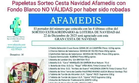 Formato de las papeletas robadas.  - Afamedis