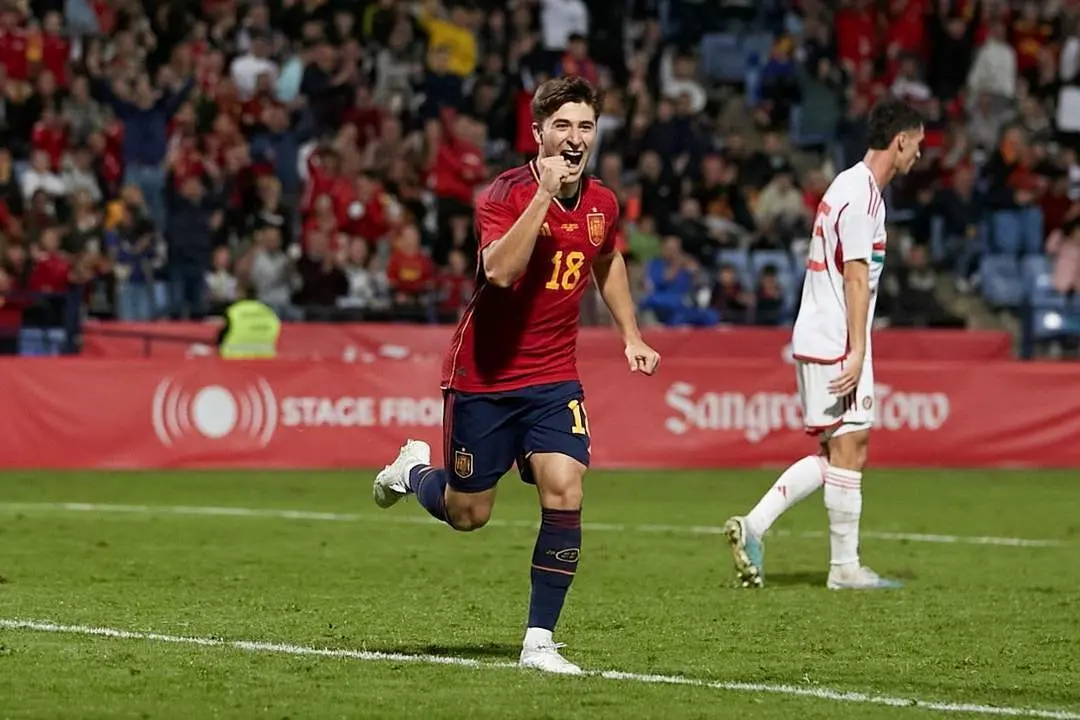 Pablo Torre celebra el segundo gol en Huelva. - SeFutbol / Facebook