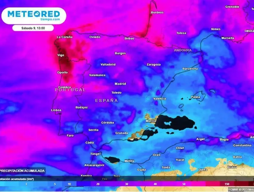 Precipitaciones para el s&aacute;bado. - Meteored