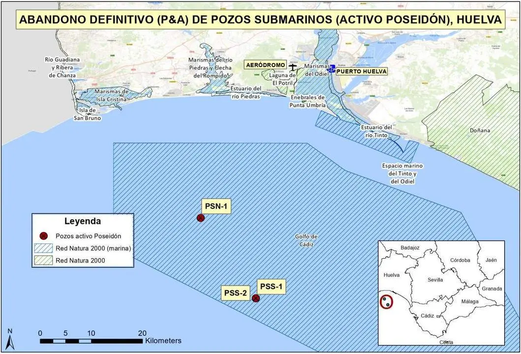 Mapa de localizaci&oacute;n de los pozos de gas que se van a sellar. - VH