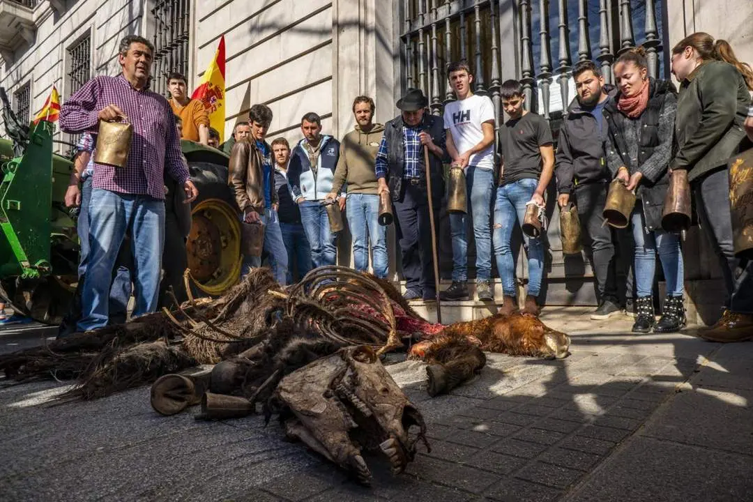 Protesta de agricultores y ganaderos de Cantabria. - EFE