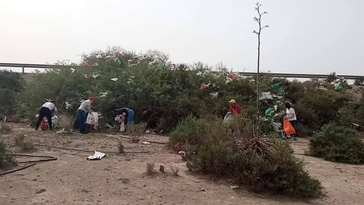 Vecinos de El Toyo limpian las inmediaciones del mercadillo. - Asociaci&oacute;n 'No al Dreambeach en El Toyo'