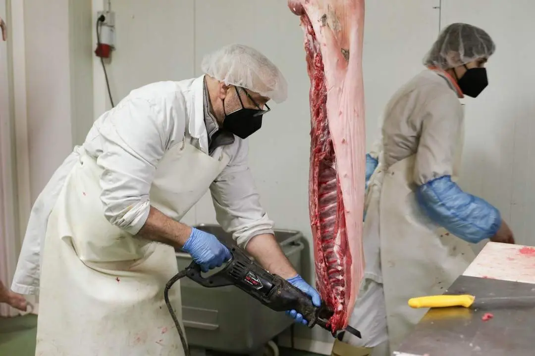 Carniceros trabajando em un matadero. - Europa Press