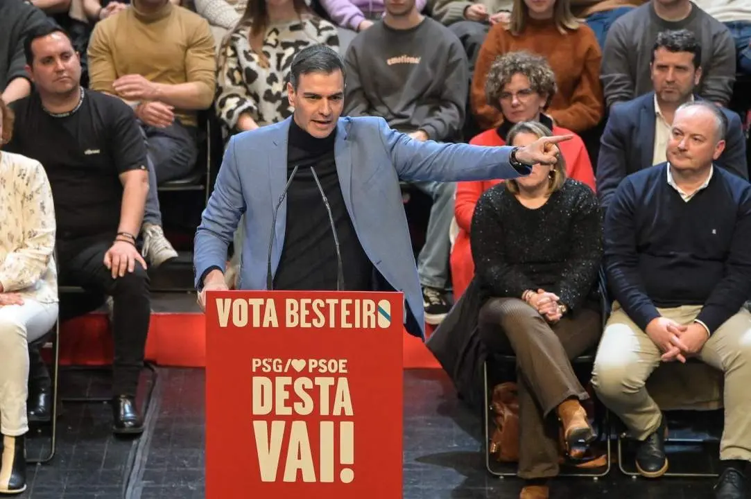 Pedro S&aacute;nchez, en el mitin del PSdeG. - EP