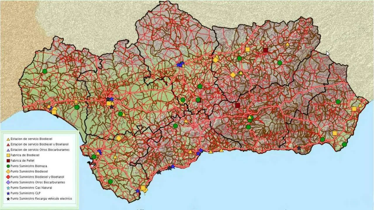 El mapa de biocombustibles. - Junta de Andaluc&iacute;a