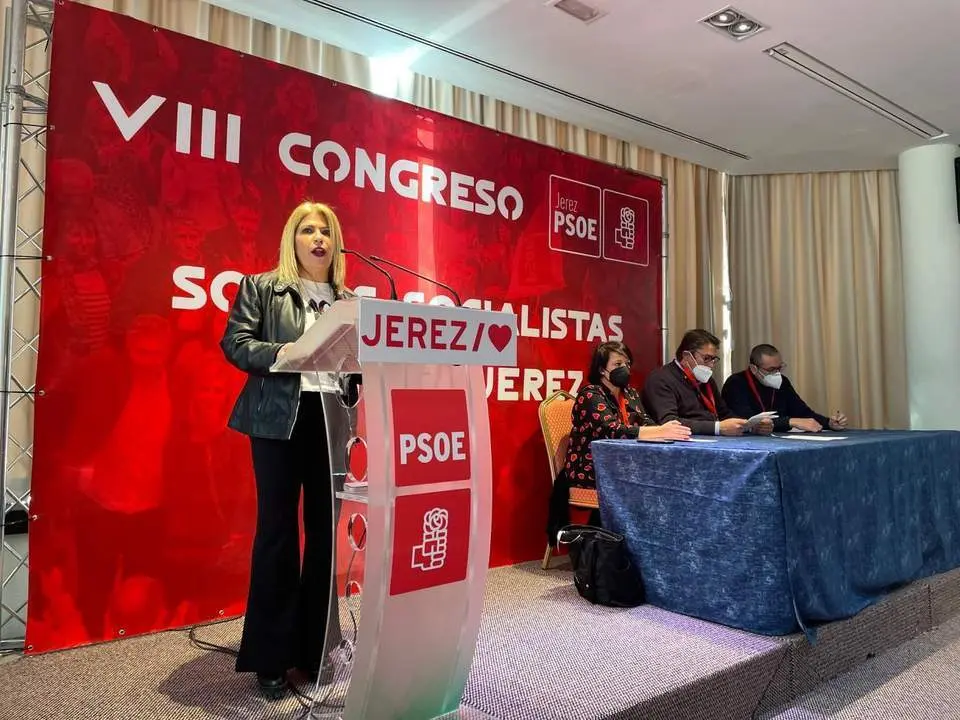 Mamen S&aacute;nchez, durante su intervenci&oacute;n en el Congreso Local del PSOE - Jim&eacute;nez