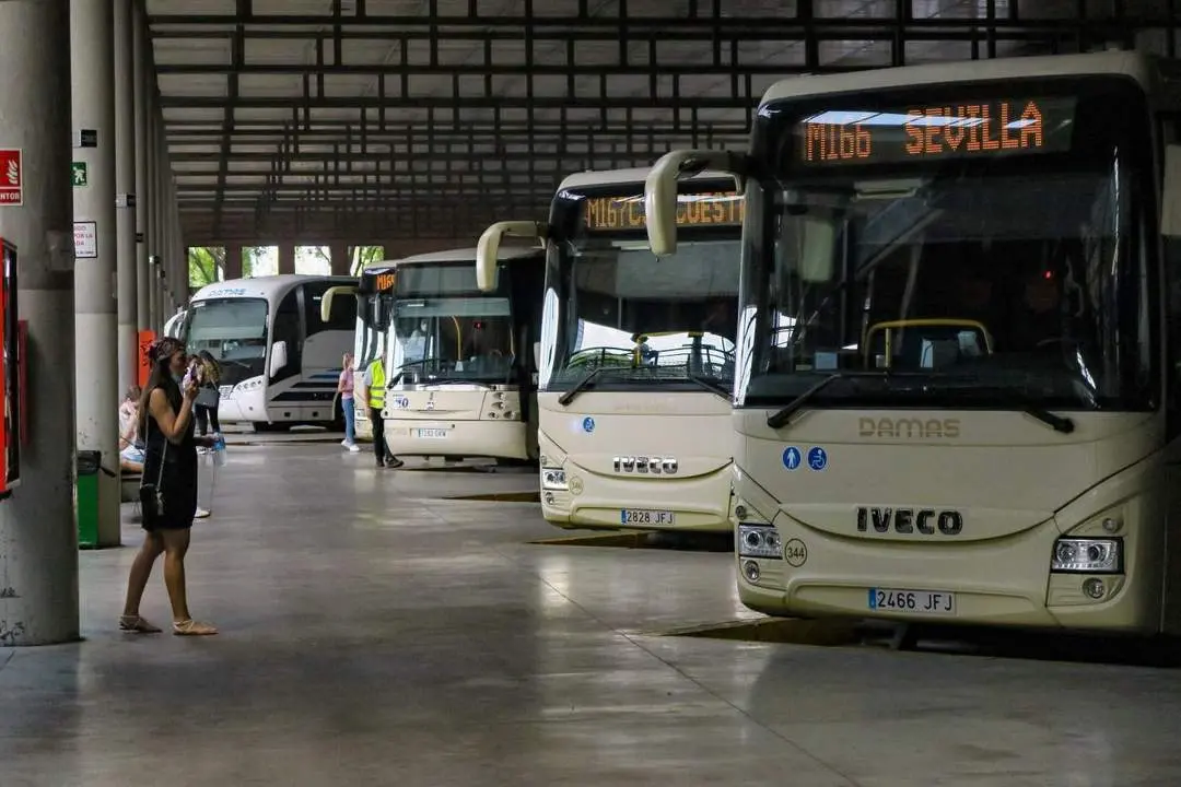 Autobuses del Consorcio en los andenes de la estaci&oacute;n Plaza de Armas.  - MANUEL OLMEDO
