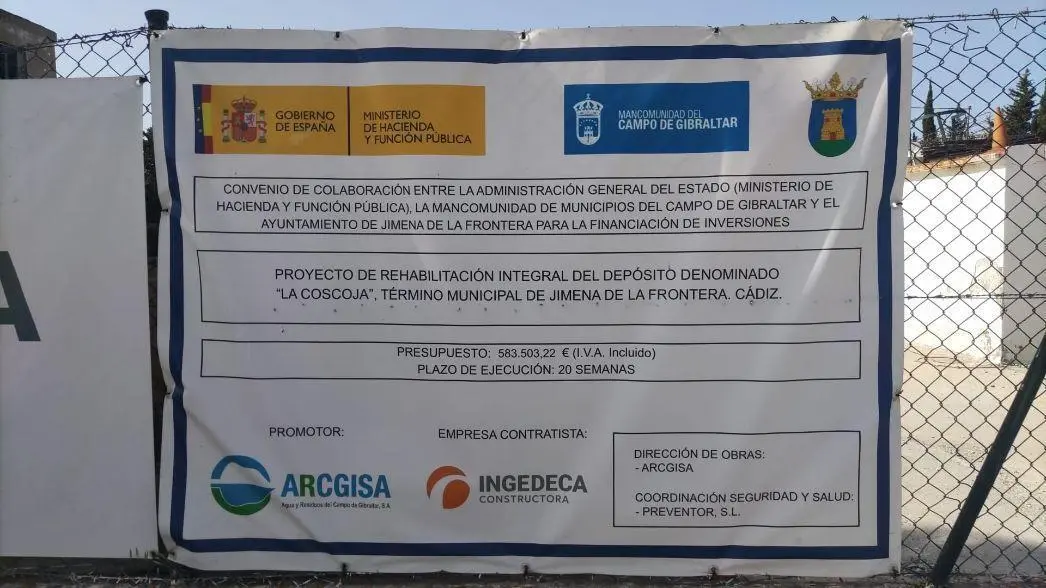 Proyecto del dep&oacute;sito de la Coscoja, en Jimena. - AI