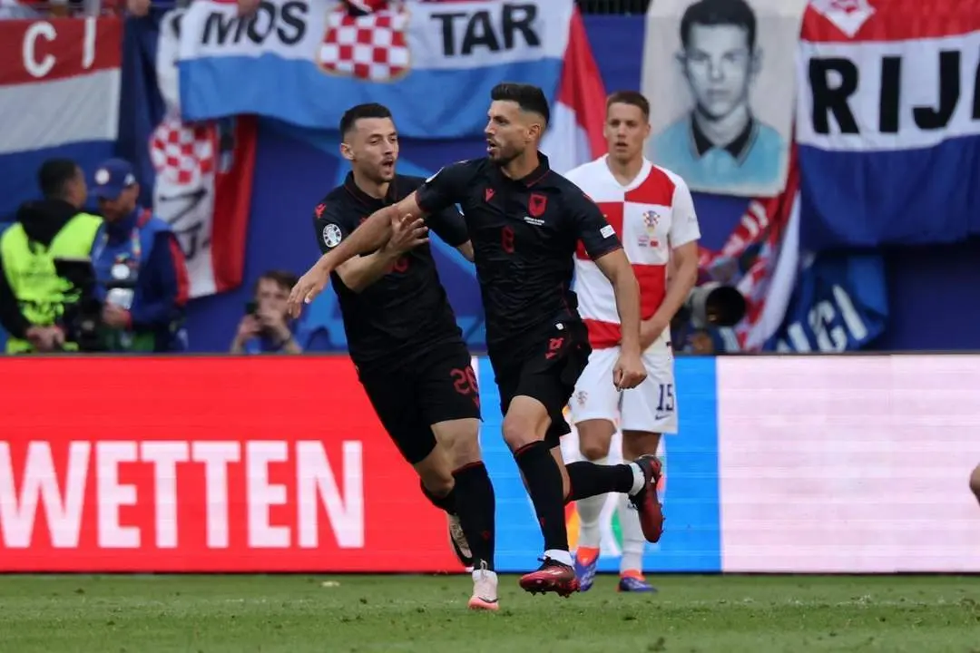 Albania celebra el gol del empate ante Croacia. - EFE