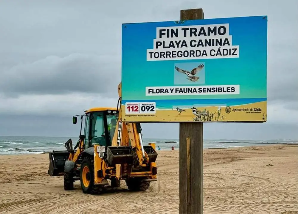 Se&ntilde;alizaci&oacute;n de la playa canina en Torregorda, en Cadiz. - VIVA