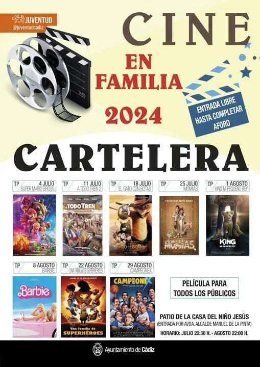Cartelera de la edici&oacute;n de 2024 de &lsquo;Cine en Familia&rsquo; en C&aacute;diz. - VIVA