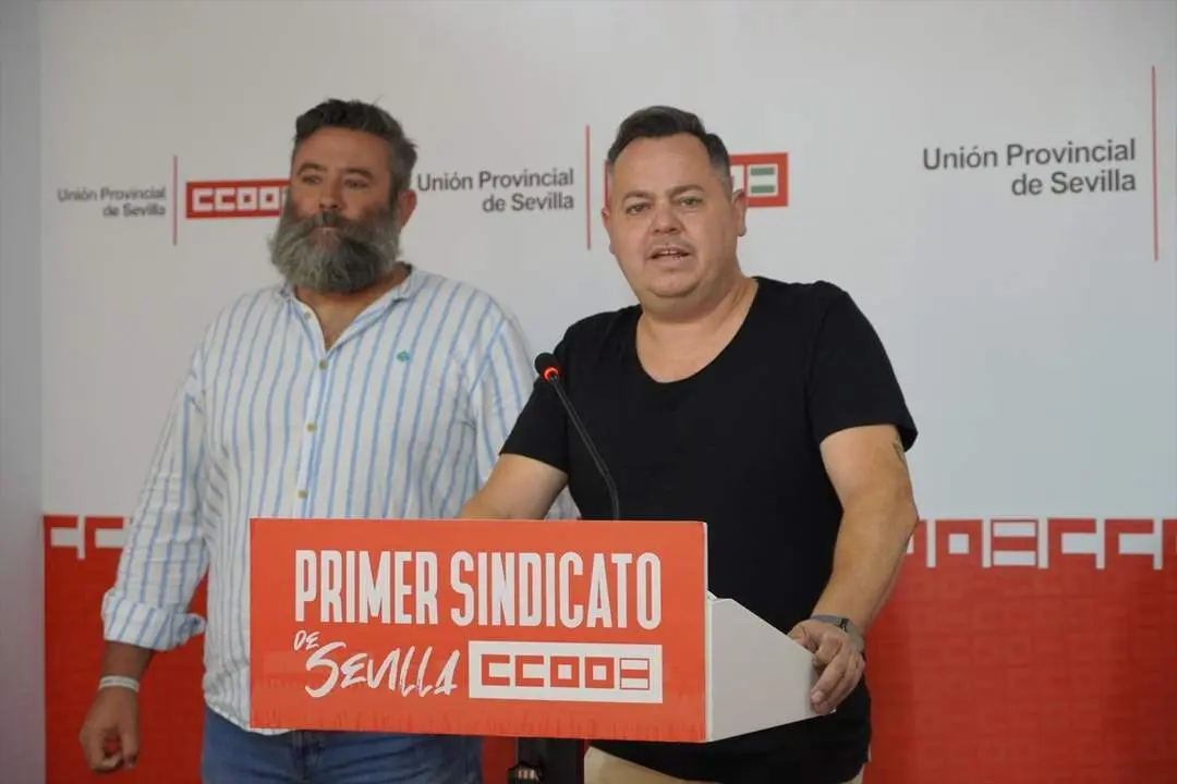 Pizarro y S&aacute;nchez en la rueda de prensa. - CCOO.