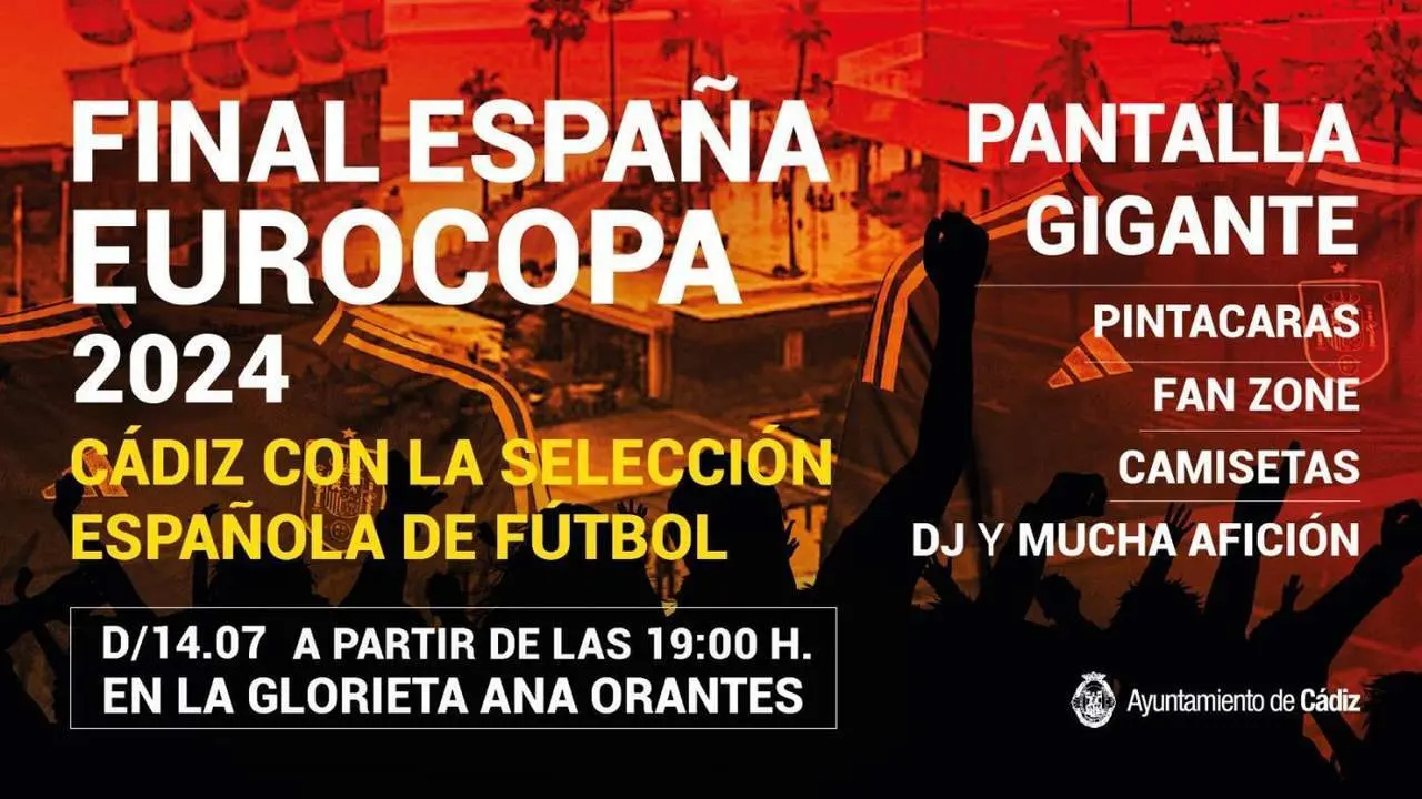 Cartel informativo sobre la pantalla para la final de la Eurocopa. - VIVA