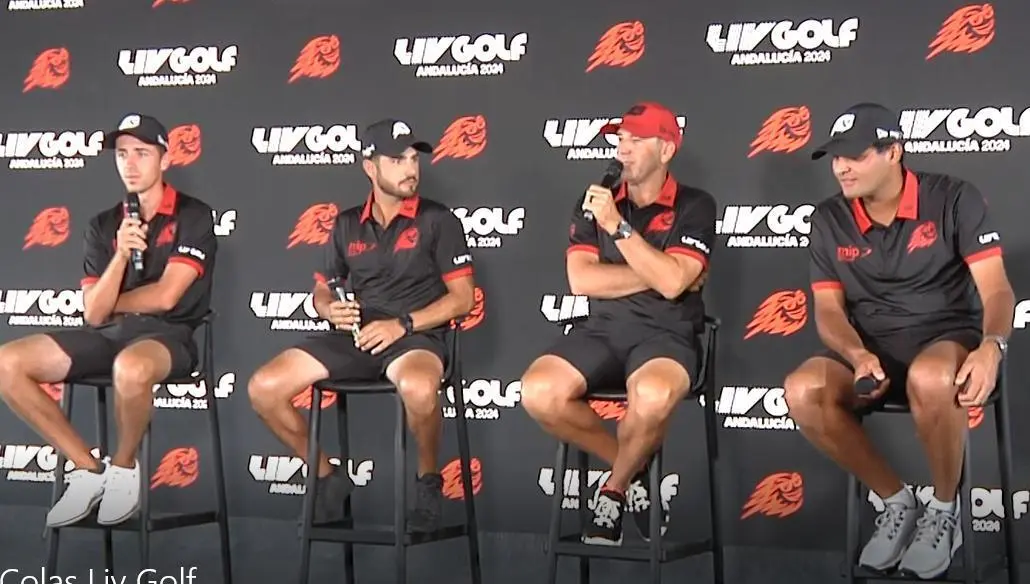 Sergio Garc&iacute;a, junto a otros jugadores en la presentaci&oacute;n de LIV Golf. - Fran Bachot