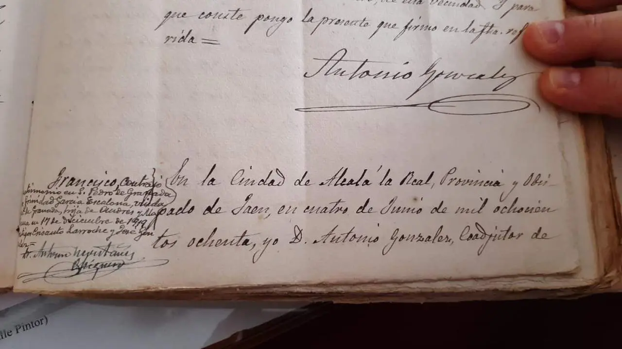 Partida bautismal de Frasquito, localizada por Rafael Garc&iacute;a Medina.  - 