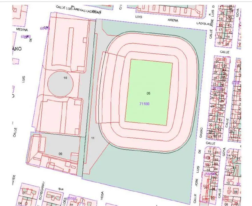 Planta del estadio. - Catastro