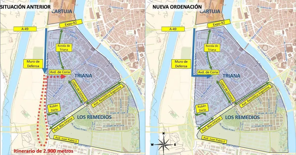 Croquis de la reordenaci&oacute;n del tr&aacute;fico en el Muro de Defensa - Ayto