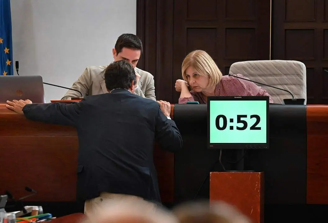Pelayo y Espinar durante una pausa del pleno - jerez.es