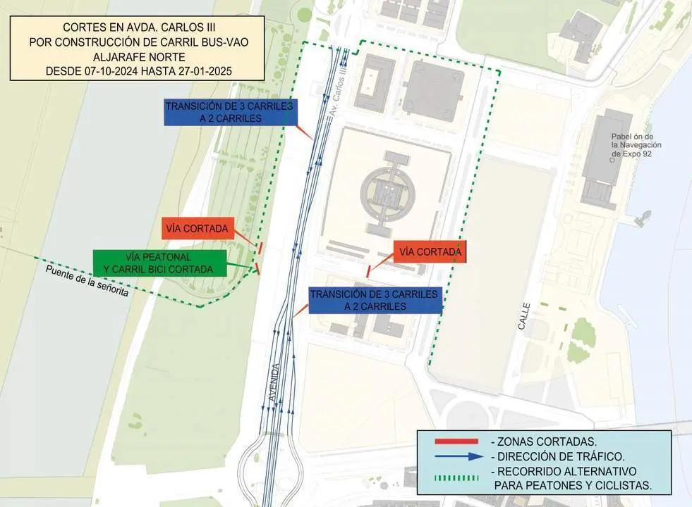 Los cortes parciales en la Avenida Carlos III. - Ayto