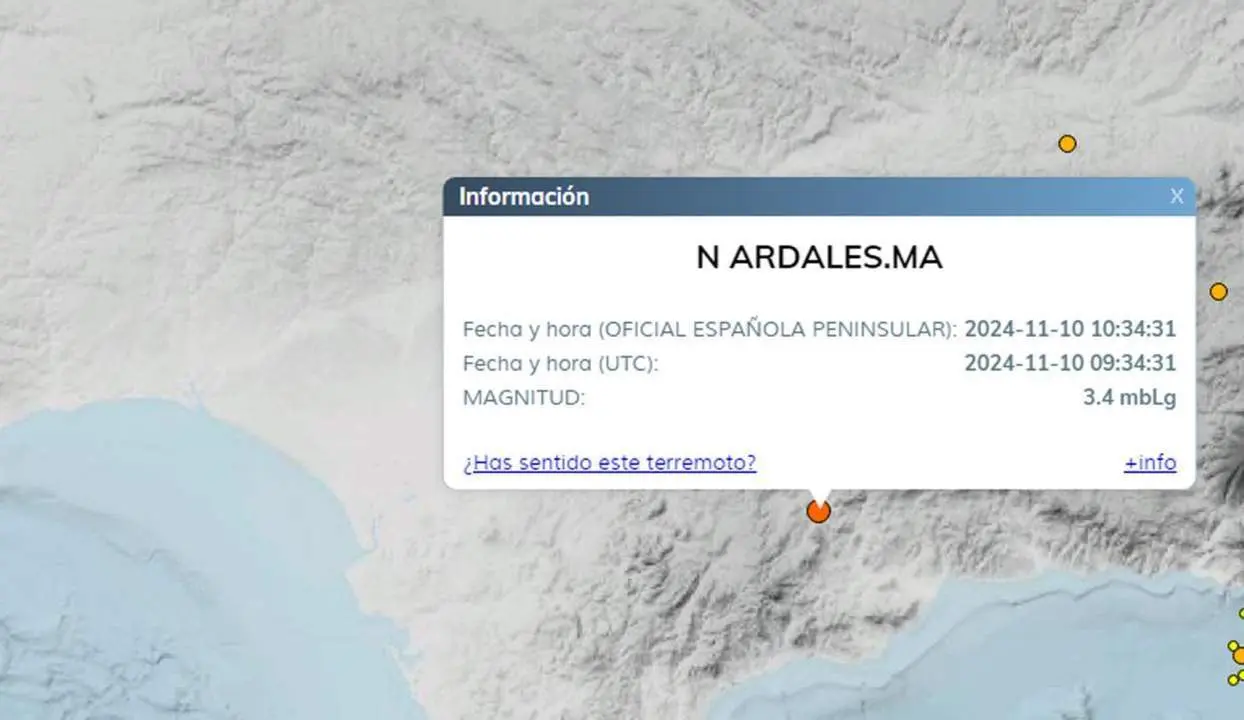 Mapa del temblor de tierra. - IGM