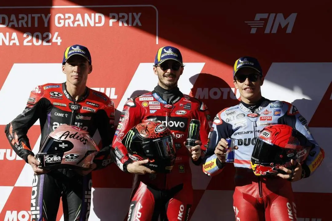 Bagnaia, Espargar&oacute; y M&aacute;rquez. - EFE