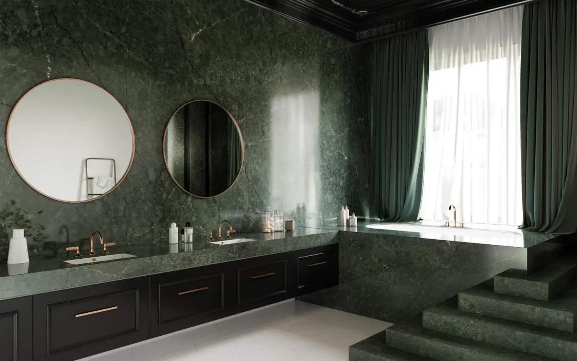 Silestone XM - Bathroom USA - Le Chic Boheme - Jardin Emerald. - 