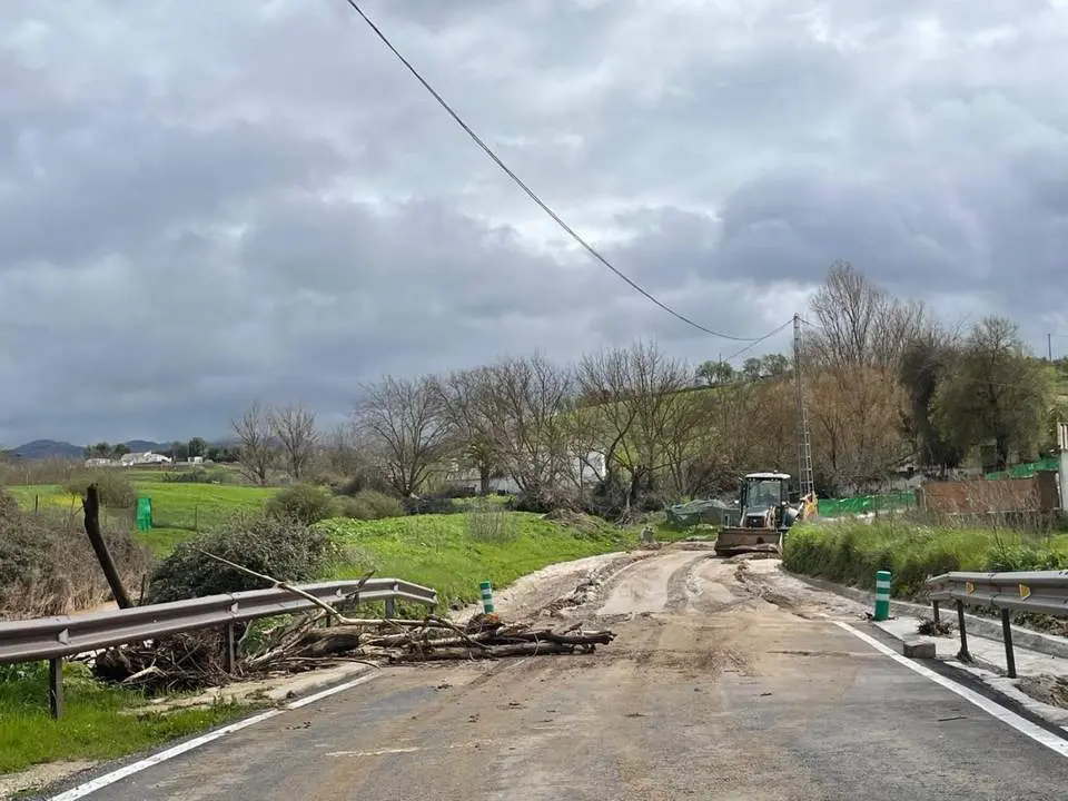 Maquinaria trabajando en el camino de Navares-Tejares. - MQ