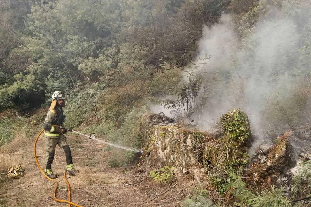  Efectivos de emergencias realizan labores de extinci&oacute;n del incendio de Pant&oacute;n.<br>- Carlos Castro - Europa Press 