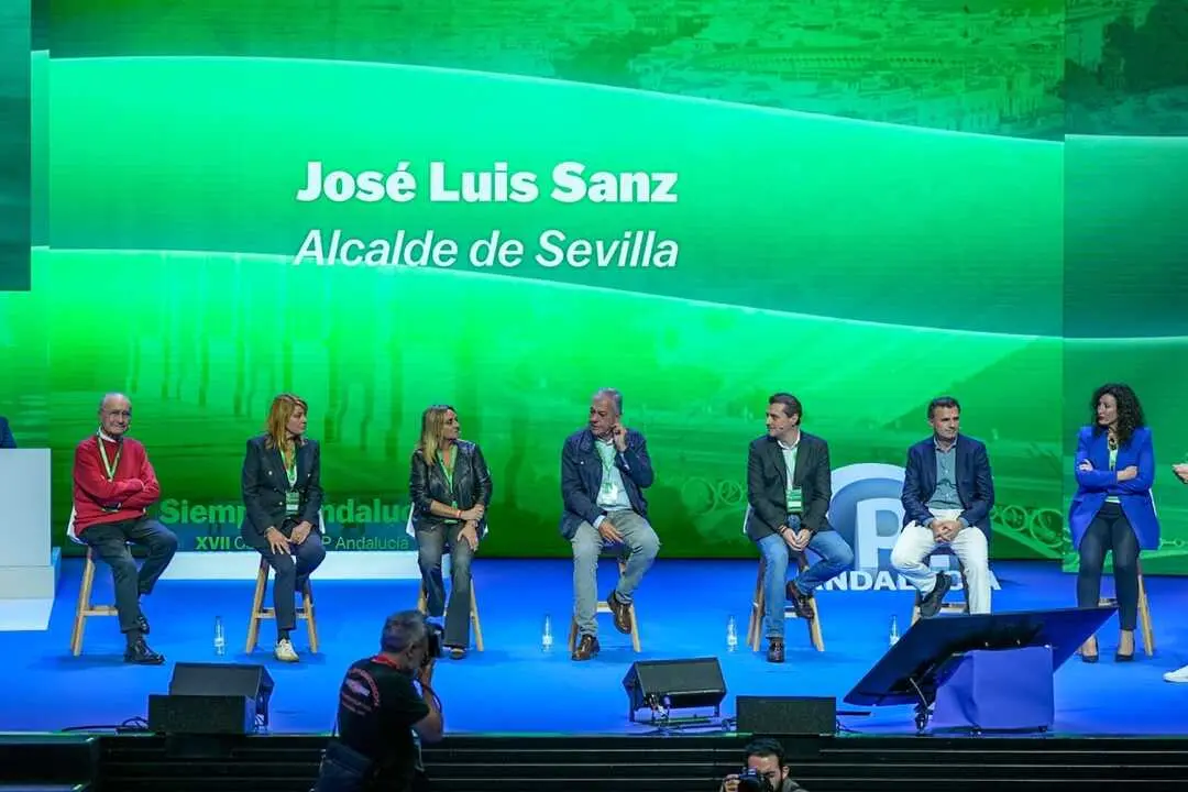 Los siete alcaldes de capitales de provincia del PP-A, estes s&aacute;bado durante la mesa redonda que han protagonizado en el XVII Congreso Auton&oacute;mico de este partido | FRANCISCO OLMO / EUROPA PRESS