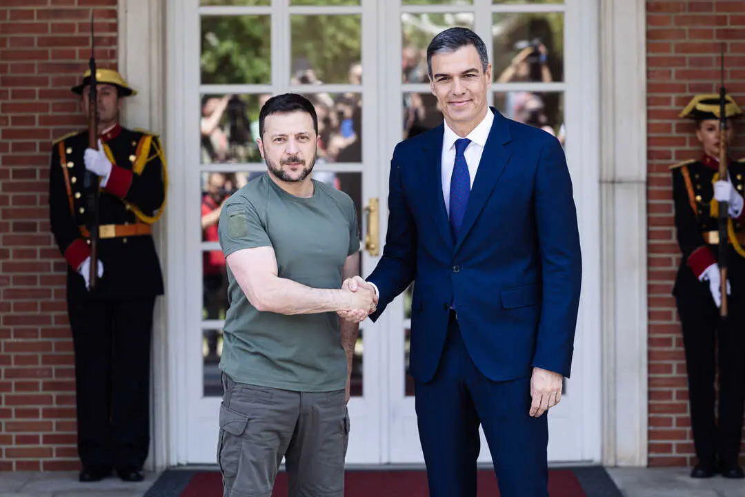 S&aacute;nchez recibe a Zelenski en el Complejo de La Moncloa. | Europa Press.