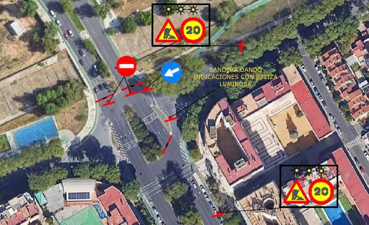 Mapa de los cortes por las pruebas del nuevo paso sobre el Canal Ranillas en Sevilla | AYUNTAMIENTO DE SEVILLA
