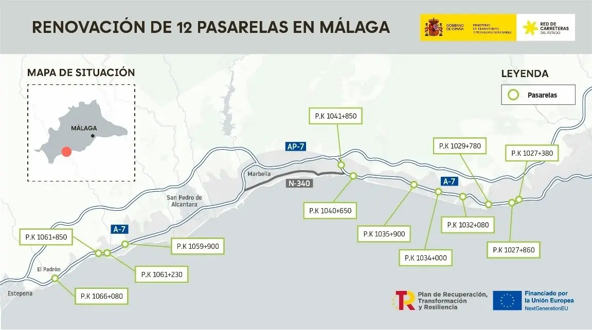 Mapa de las pasarelas reparadas./VM.