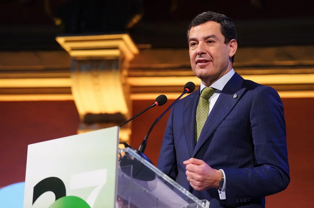 El presidente de la Junta, Juanma Moreno, este lunes en Madrid | EP