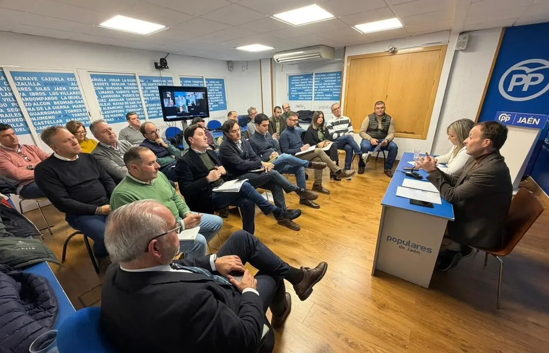 El presidente provincial del PP de Ja&eacute;n, Erik Dom&iacute;nguez, ha mantenido una reuni&oacute;n de trabajo con alcaldes del partido | Sebasti&aacute;n Hipperdinger / Europa Press