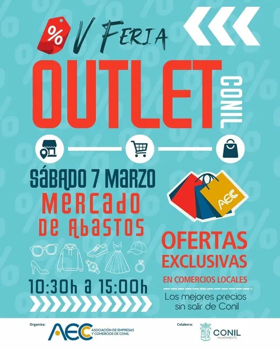 Cartel de la Feria Outlet Conil.