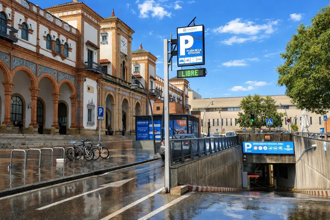El aparcamiento de la plaza de la Estaci&oacute;n, en funcionamiento desde esta pasada Navidad. | Viva Jerez.