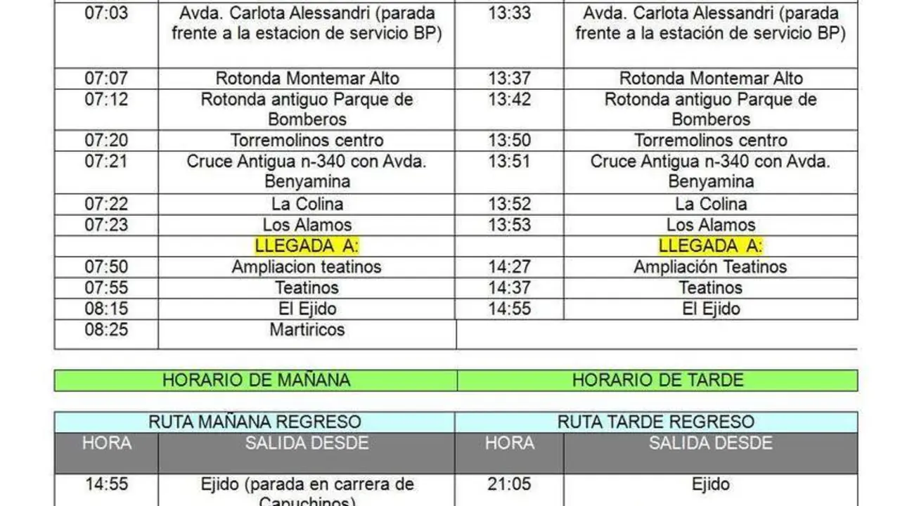 Horarios - V.T.