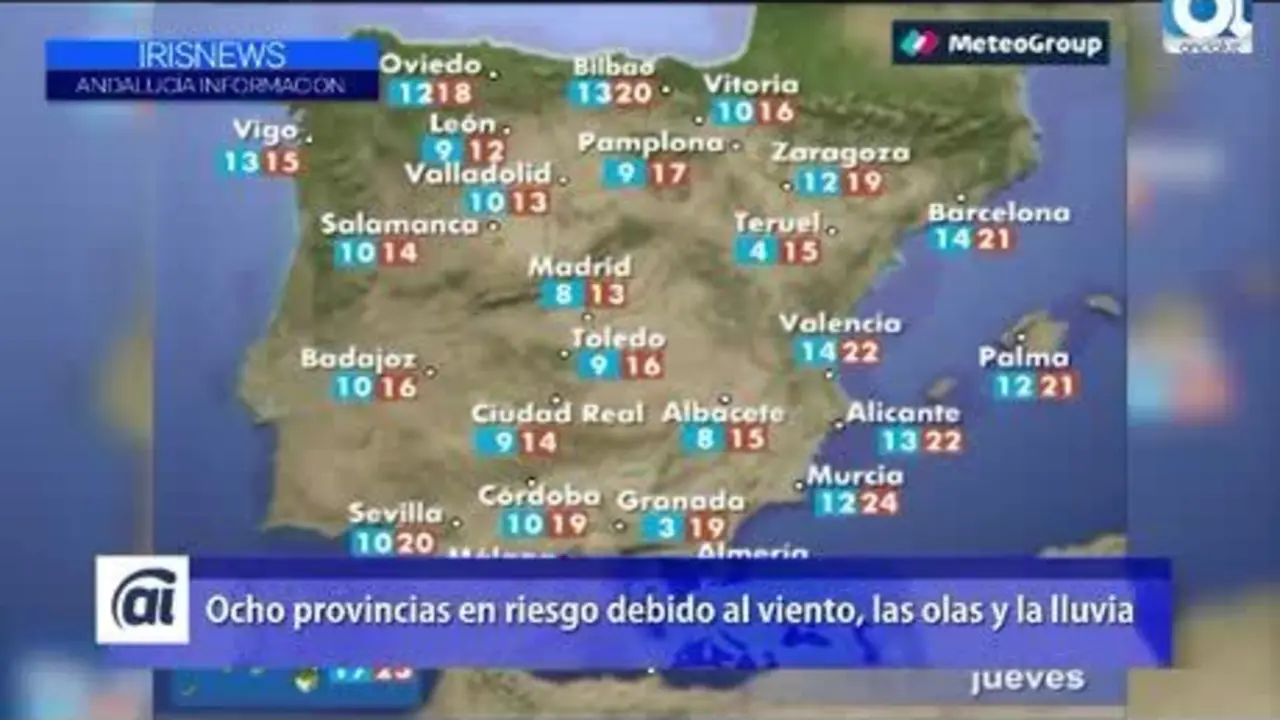 El viento, las olas y la lluvia ponen en riesgo a ocho provincias
