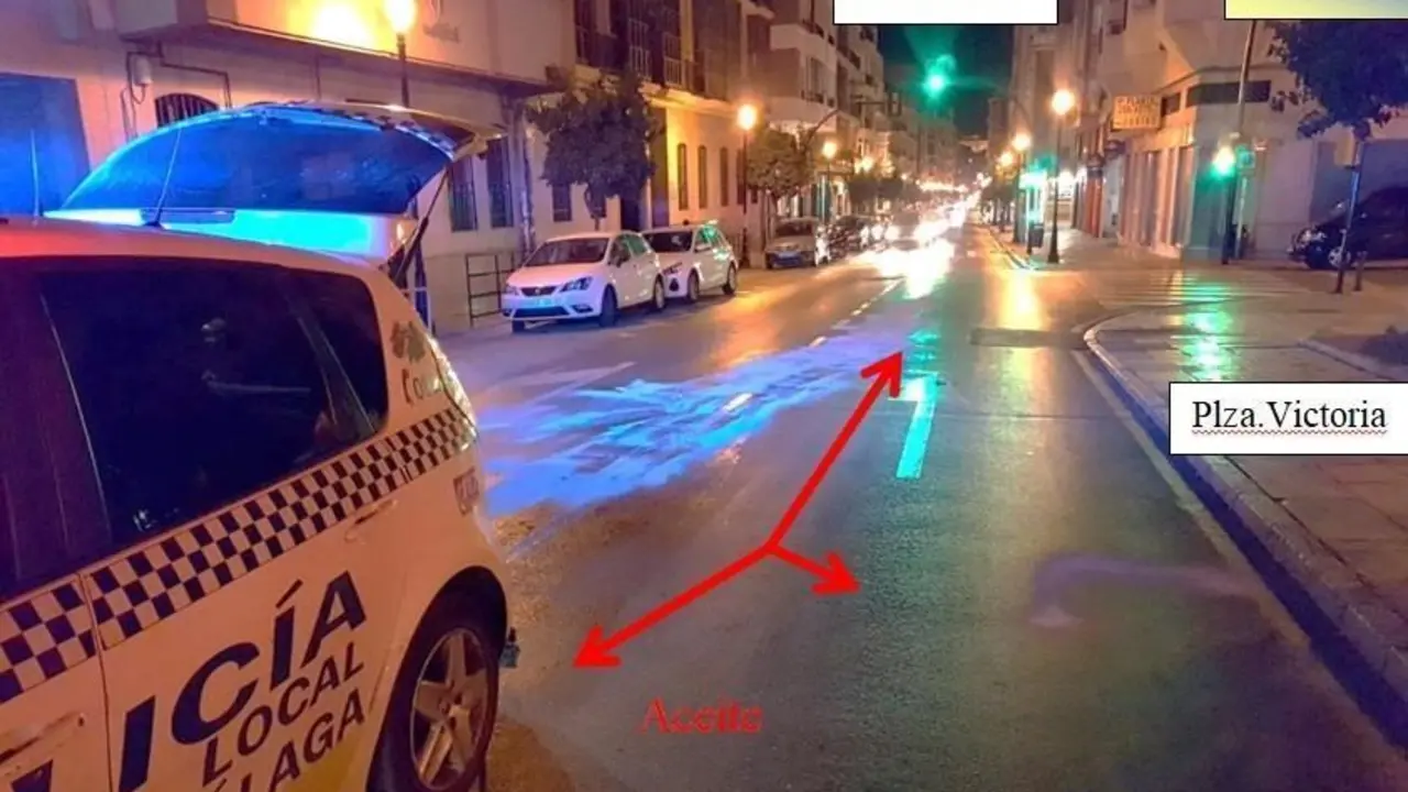 Derrama aceite en pleno centro de M&aacute;laga &ldquo;a ver si  la gente se mata&rdquo;