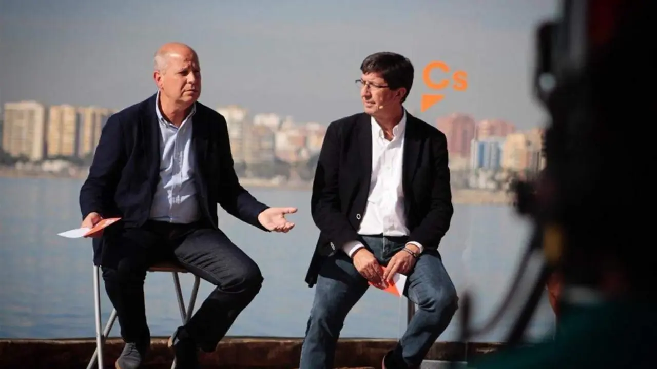 Javier Imbroda y Juan Mar&iacute;n, en un acto de Cs en M&aacute;laga. - AI