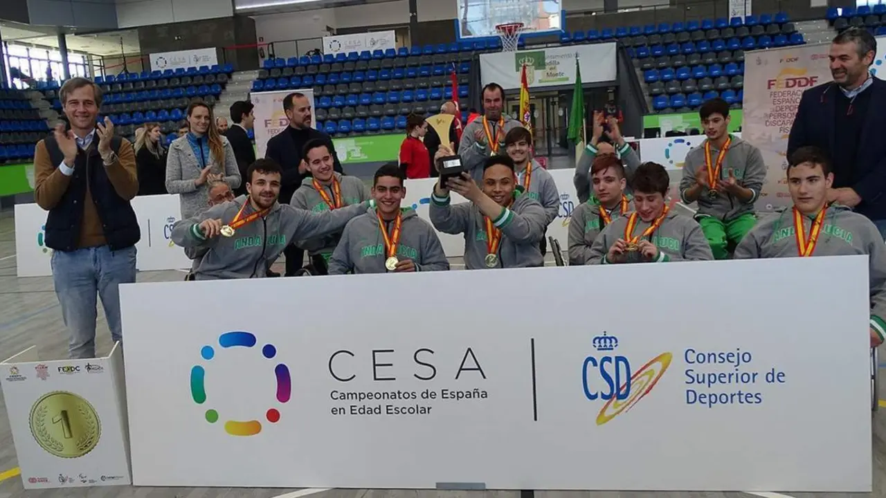 La selecci&oacute;n andaluza escolar de baloncesto en silla de ruedas. - Fuente: FEDDF