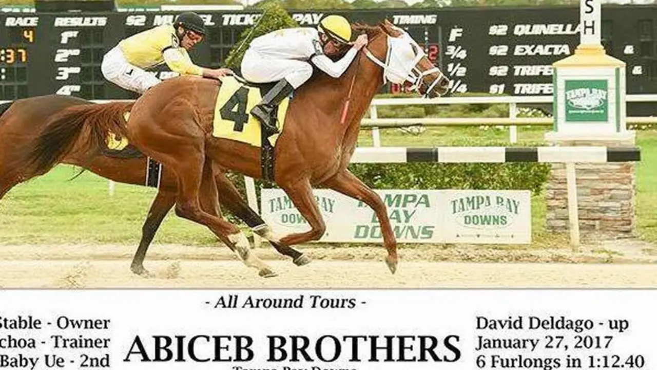 David Delgado logrando una victoria en Tampa Bay Downs, en Florida - A. I.