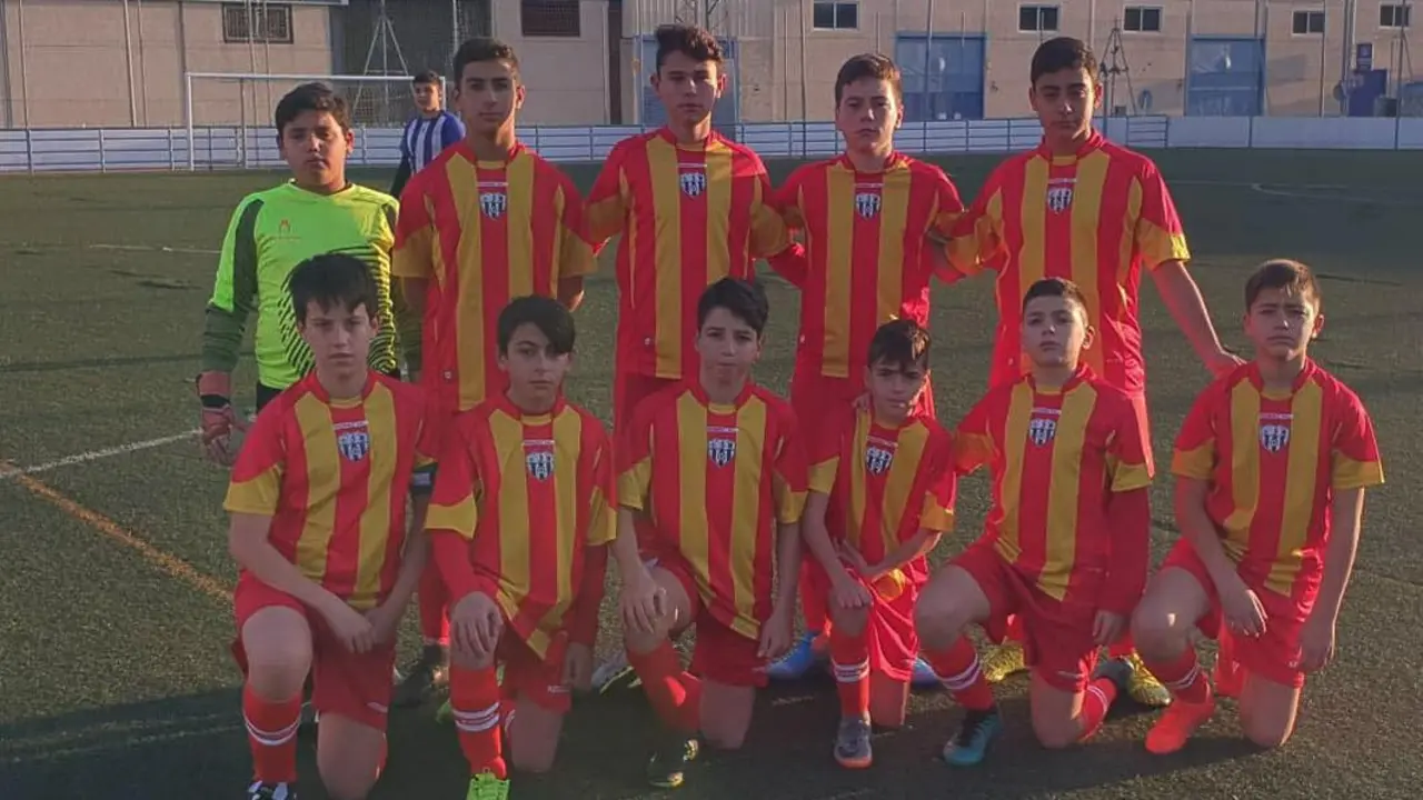 Once inicial del equipo infantil A de la Juventud Sanluque&ntilde;a ante el Jerez Industrial - A. I.
