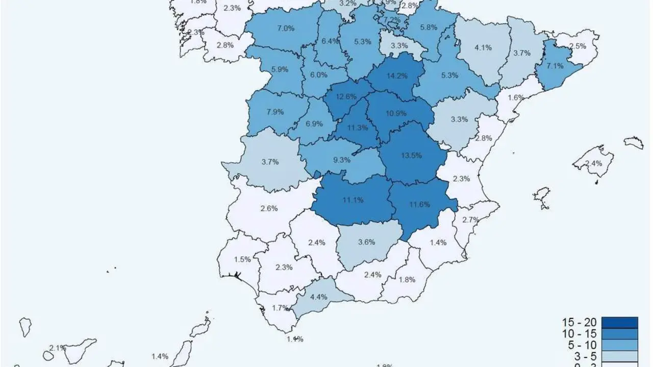 Distribuci&oacute;n de la tasas de prevalencia. - VH