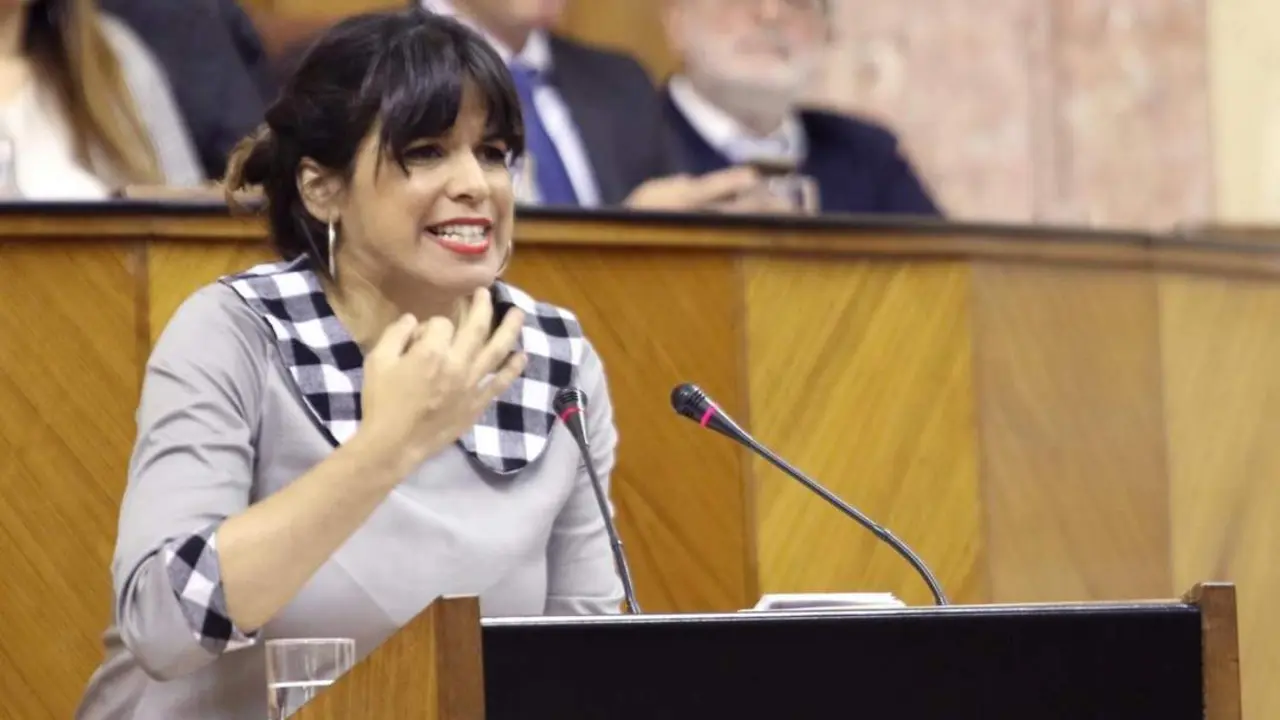 Teresa Rodr&iacute;guez, en una intervenci&oacute;n en el Parlamento andaluz. - Archivo