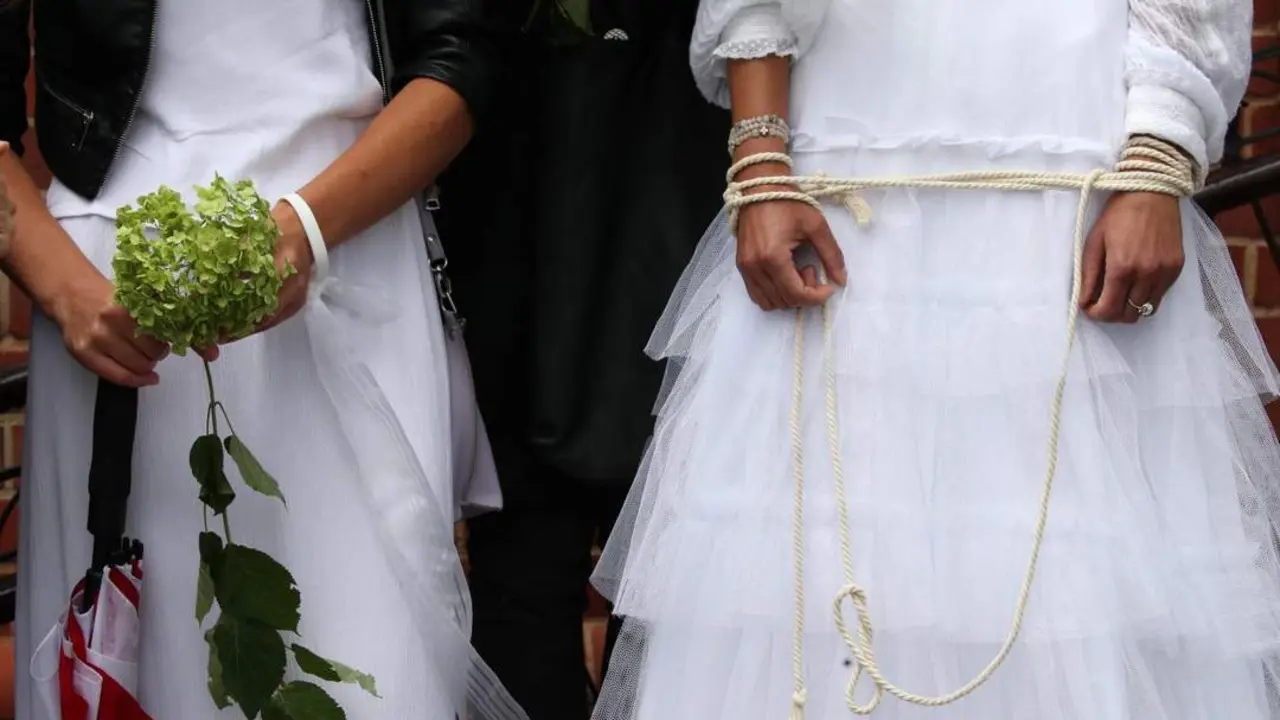Mujeres protestan en Bielorrusia. - EFE
