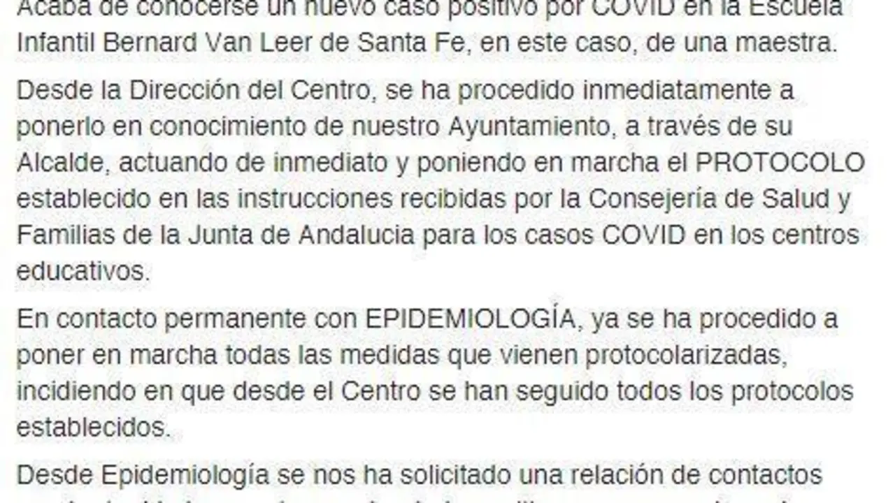 Comunicado municipal. - Facebook del Ayuntamiento