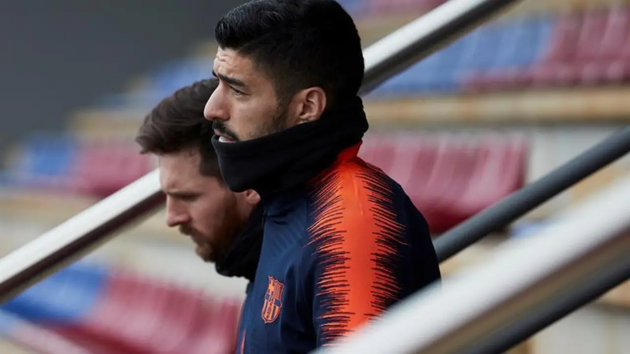 Su&aacute;rez y Messi. - EFE