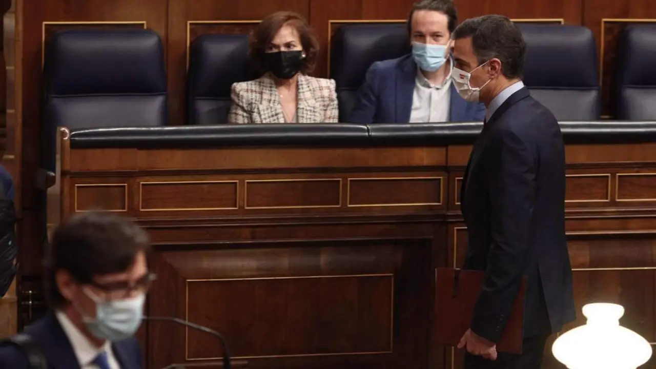 S&aacute;nchez, Iglesias, Calvo e Illa en el Congreso. - Pool/Efe