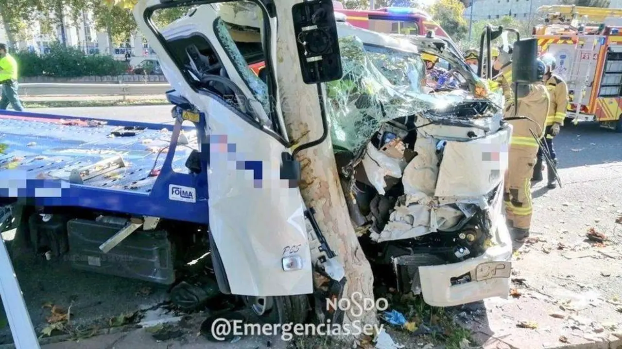 Se sale de la v&iacute;a en la Cartuja y se empotra contra un &aacute;rbol